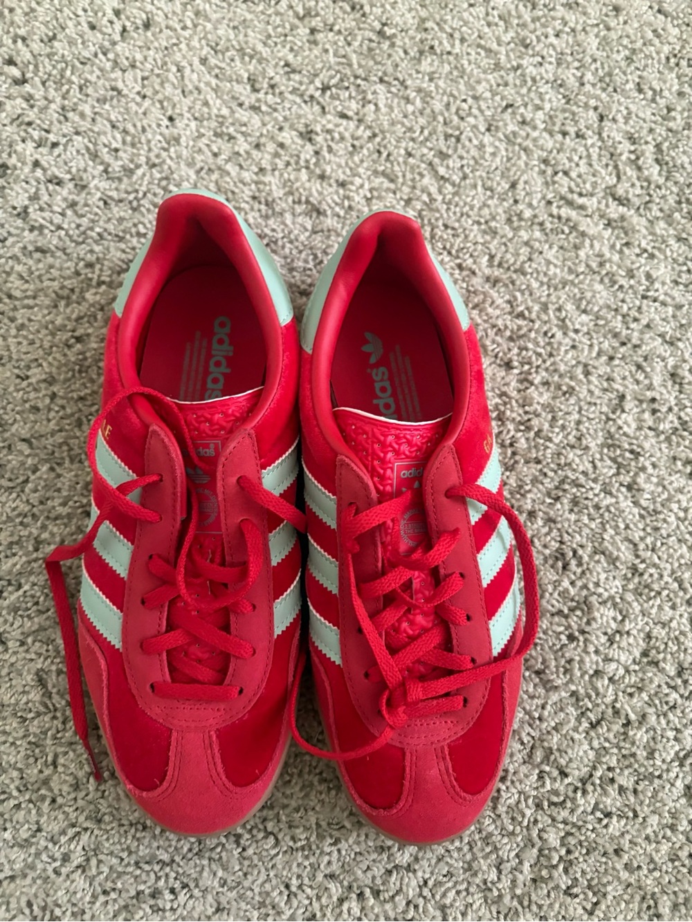 adidas Women's Red Sneakers with White Stripes